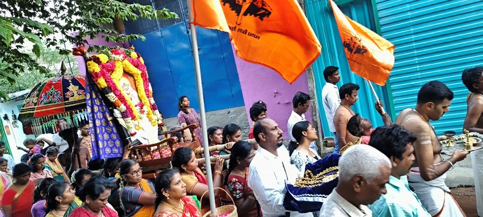 Guru Puja ceremony with flowers