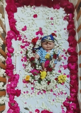 Lord Rama idol decorated with flowers