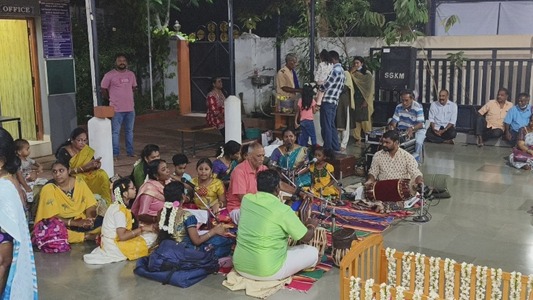 Bhajan session with musical instruments